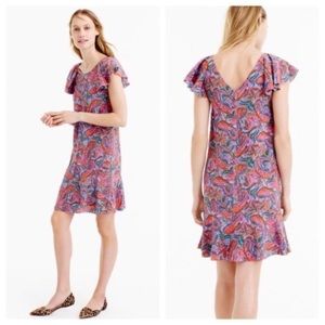 NWT Silk paisley J. Crew ruffle shift dress